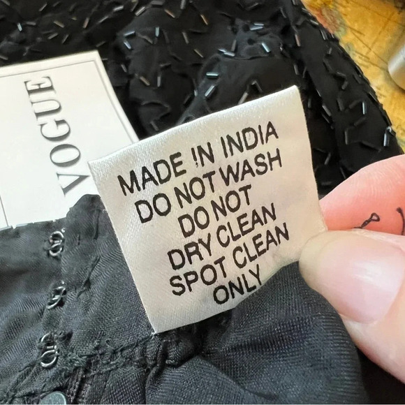 vintage NIGHT VOGUE Black 100% Silk Beaded Mini Swing Skirt Small NWT - Picture 4 of 9